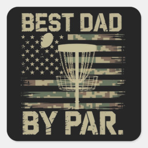 Pegatina Cuadrada Frisbee de Disc Golf Mejor Papá Par Camo bandera d