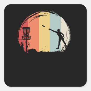 Pegatina Cuadrada Frisbee Golf Retro