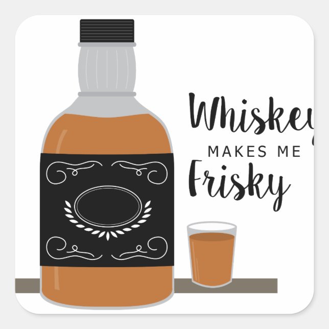 Pegatina Cuadrada Frisky Whiskey (Anverso)