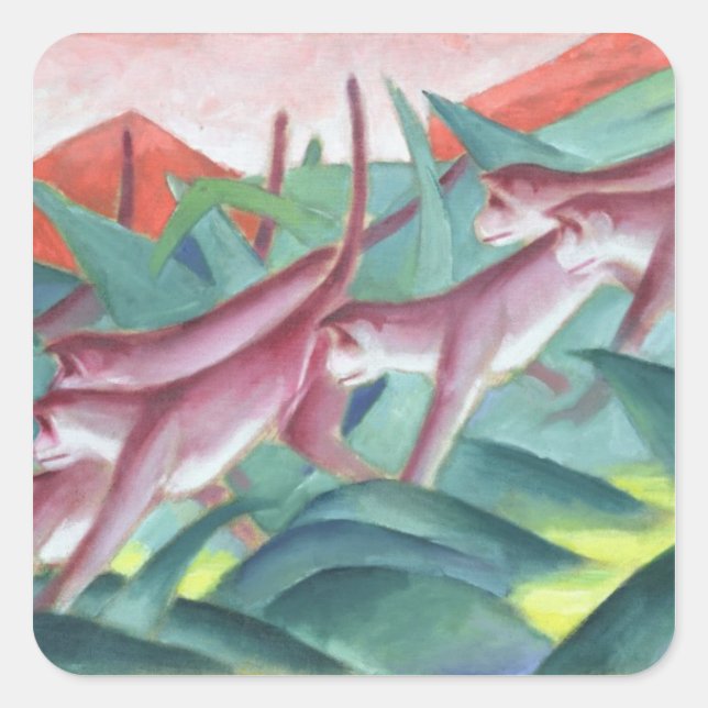 Pegatina Cuadrada Friso de mono, 1911 (Anverso)