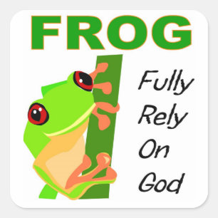 Pegatina Cuadrada FROG, depender completamente de Dios