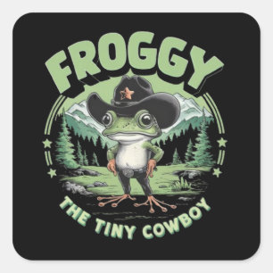 PEGATINA CUADRADA FROGGY THE PEQUEÑO COWBOY