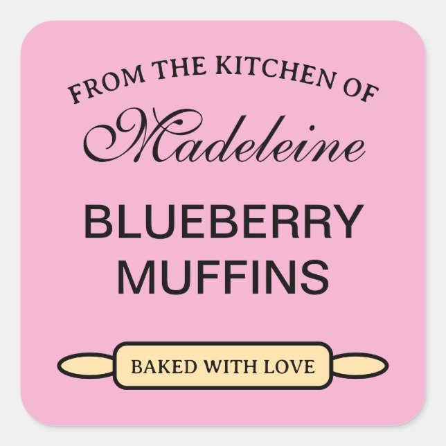 Pegatina Cuadrada From the kitchen of blueberry muffin baking (Anverso)