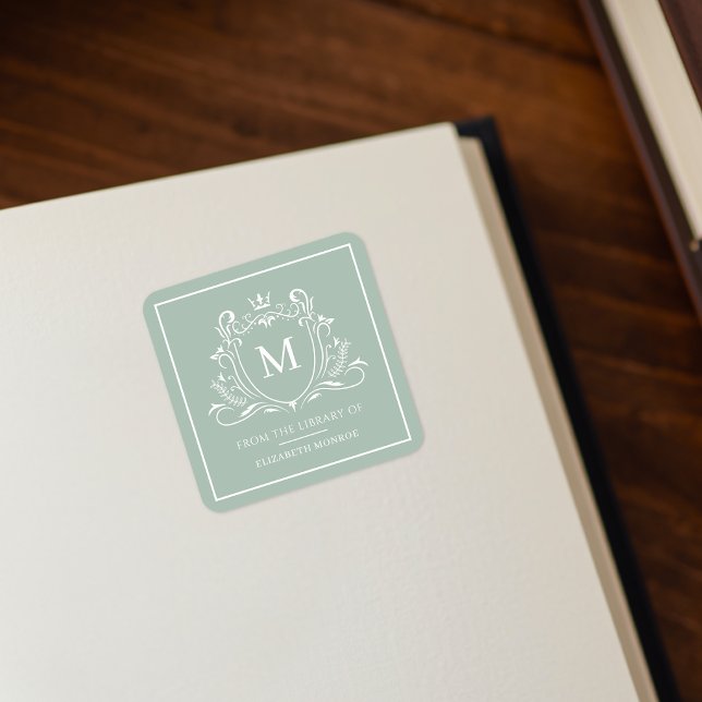Pegatina Cuadrada From The Library Of Monogram Bookplate Sticker (Subido por el creador)