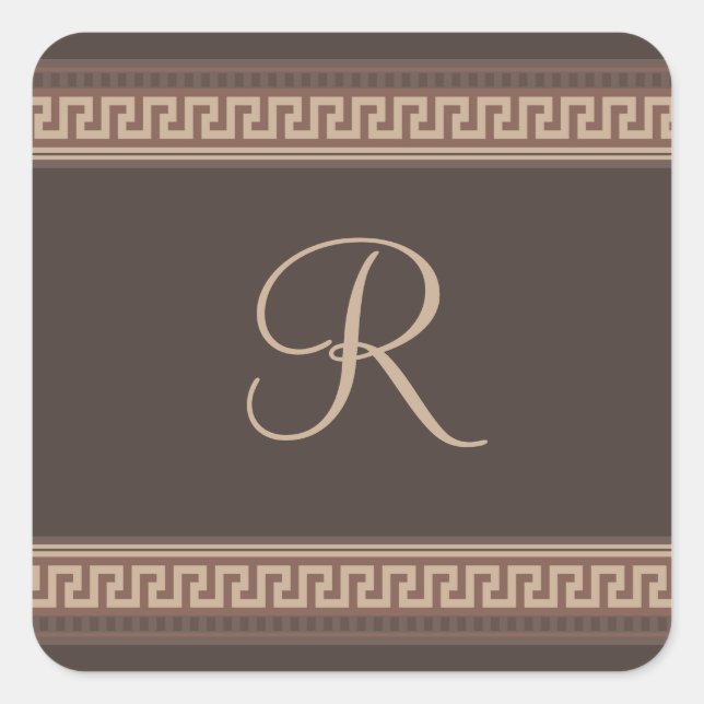 Pegatina Cuadrada Frontera de clave griega (Anverso)