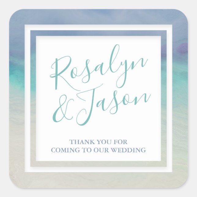 Pegatina Cuadrada Frontera oceánica pintada (Anverso)