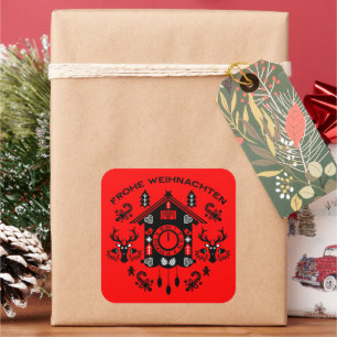 Pegatina Cuadrada Frost Weihnachten Reloj de Cuco Alemán