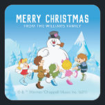 Pegatina Cuadrada Frosty the Snowman™| Personalized Christmas<br><div class="desc">Check out this super cute Christmas sticker featuring Frosty the Snowman. Personalize by adding your own custom text!</div>