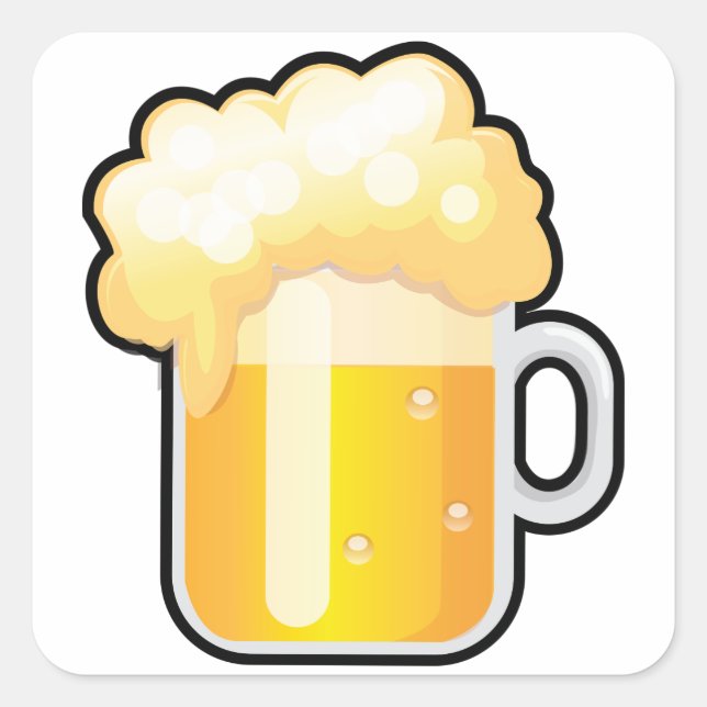 Pegatina Cuadrada Frothy Beer Mug (Anverso)