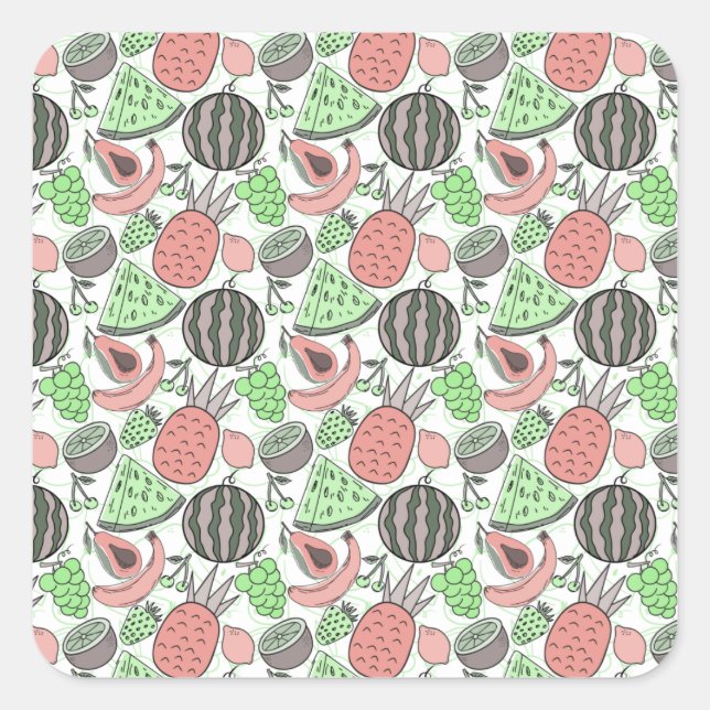 Pegatina Cuadrada Fruit seamless pattern | Fruit surface pattern 53 (Anverso)