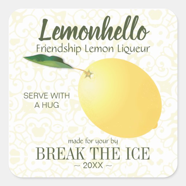 Pegatina Cuadrada Fruta de cítricos limón | Amistad Hola Divertido (Anverso)