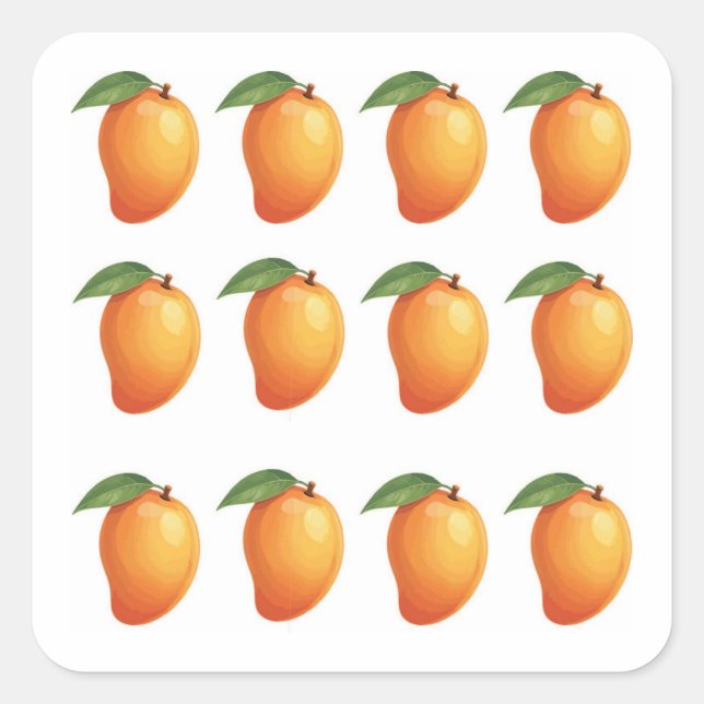 Pegatina Cuadrada Fruta de mango  (Anverso)