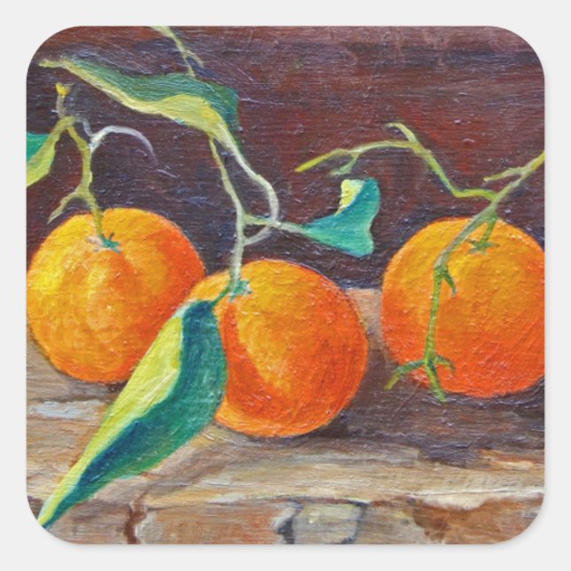 Pegatina Cuadrada Fruta en una estantería 2014 2 (Anverso)