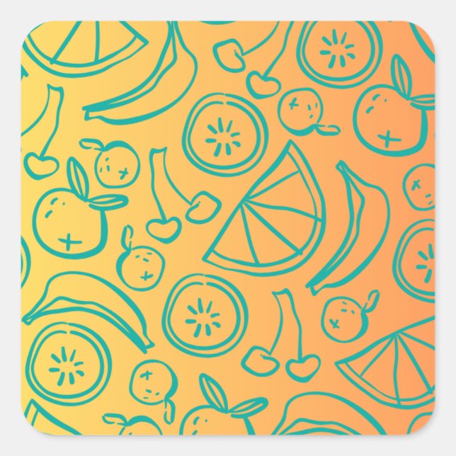 Pegatina Cuadrada Frutas (Anverso)