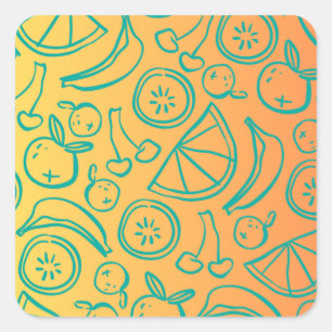 Pegatina Cuadrada Frutas