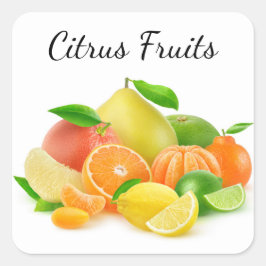 Pegatina Cuadrada Frutas de cítricos