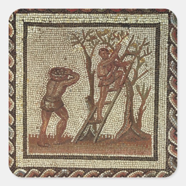 Pegatina Cuadrada Frutas de picar, mosaico romano (Anverso)