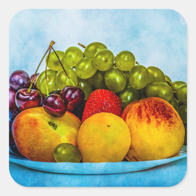 Pegatina Cuadrada Frutas de verano (Anverso)