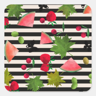 Pegatina Cuadrada Frutas frescas sin foco Berries Personalizado de a