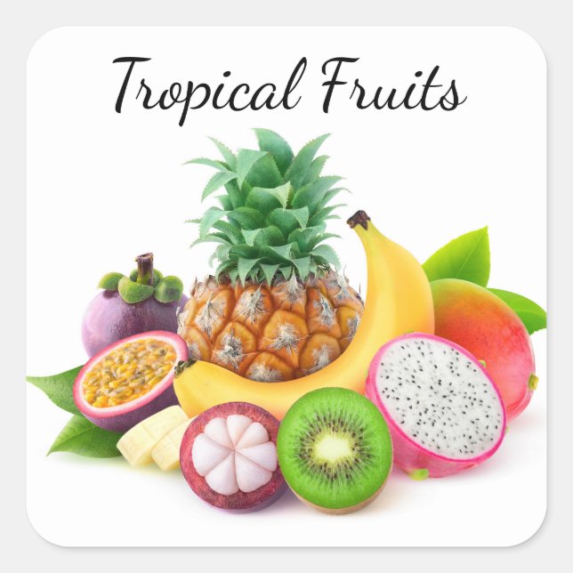 Pegatina Cuadrada Frutas tropicales (Anverso)