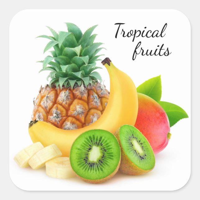 Pegatina Cuadrada Frutas tropicales (Anverso)