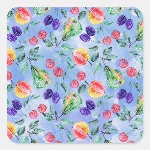 Pegatina Cuadrada Frutas y bayas.