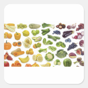 Pegatina Cuadrada ¡Frutas y verduras!