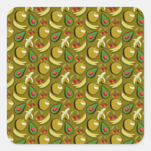 Pegatina Cuadrada Frutos tropicales amarillo sin soldadura