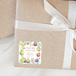 Pegatina Cuadrada Frutti bicolor bailando frutas Fiesta de segundo c