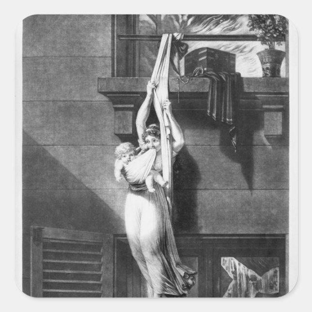 Pegatina Cuadrada Fuego (Anverso)