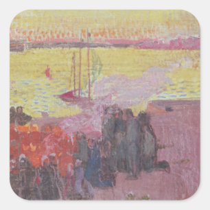 Pegatina Cuadrada Fuego de St. Jean en el Ile Tudy