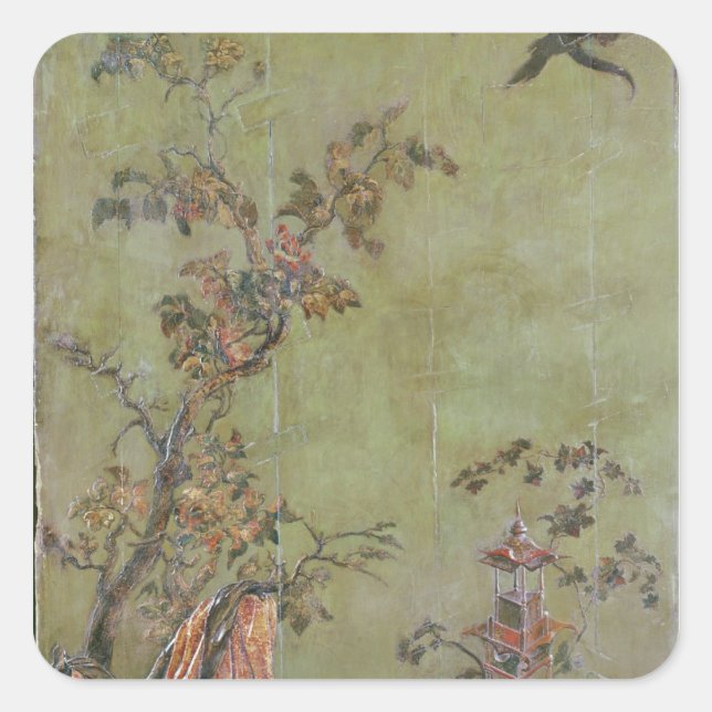 Pegatina Cuadrada Fuego, de una serie de paneles que representan (Anverso)