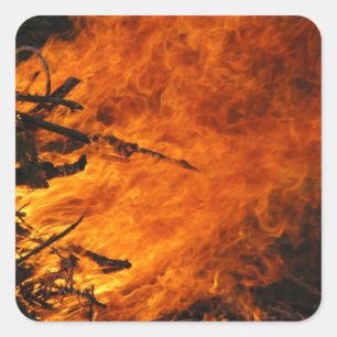 Pegatina Cuadrada Fuego que rabia