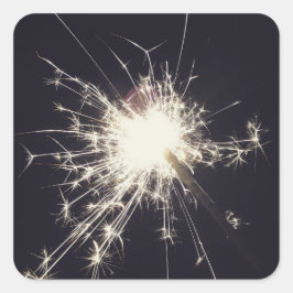 Pegatina Cuadrada fuegos artificiales bengala brillo en la noche chi