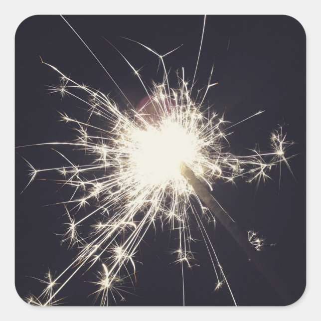 Pegatina Cuadrada fuegos artificiales bengala brillo en la noche chi (Anverso)