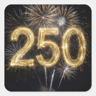 Pegatina Cuadrada Fuegos artificiales del 250 cumpleaños de América