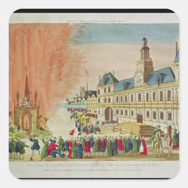 Pegatina Cuadrada Fuegos artificiales delante del hotel de Ville en (Anverso)