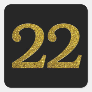 Pegatina Cuadrada Fuente ancha número Purpurina Gold 22