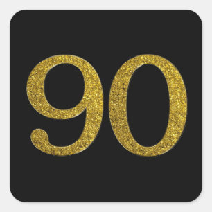 Pegatina Cuadrada Fuente ancha número Purpurina Gold 90