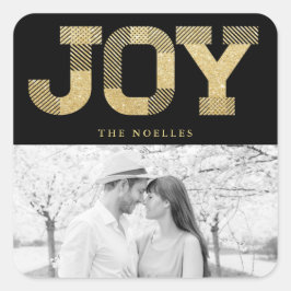 Pegatina Cuadrada Fuente de bloque elegante dorado brillo alegría mo