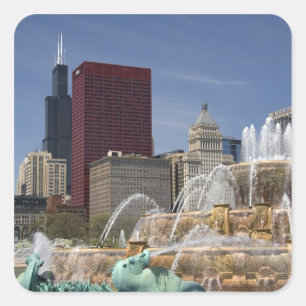 Pegatina Cuadrada Fuente de Buckingham, ubicada en Grant Park,