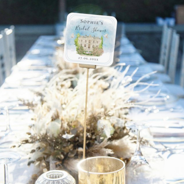 Pegatina Cuadrada Fuente de lugar elegante Palomas flores Juego de n (Subido por el creador)