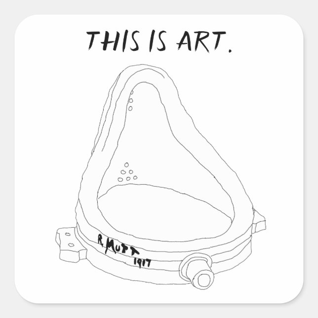 Pegatina Cuadrada Fuente de Marcel Duchamp R.Mutt 1917 (Anverso)