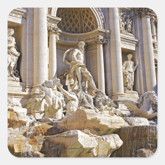 Pegatina Cuadrada Fuente de Trevi (Anverso)