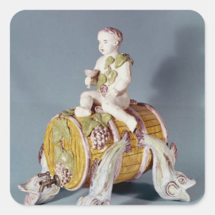 Pegatina Cuadrada Fuente de vino en forma