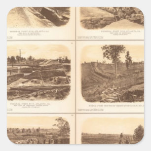 Pegatina Cuadrada Fuentes, baterías, Atlanta, Ga