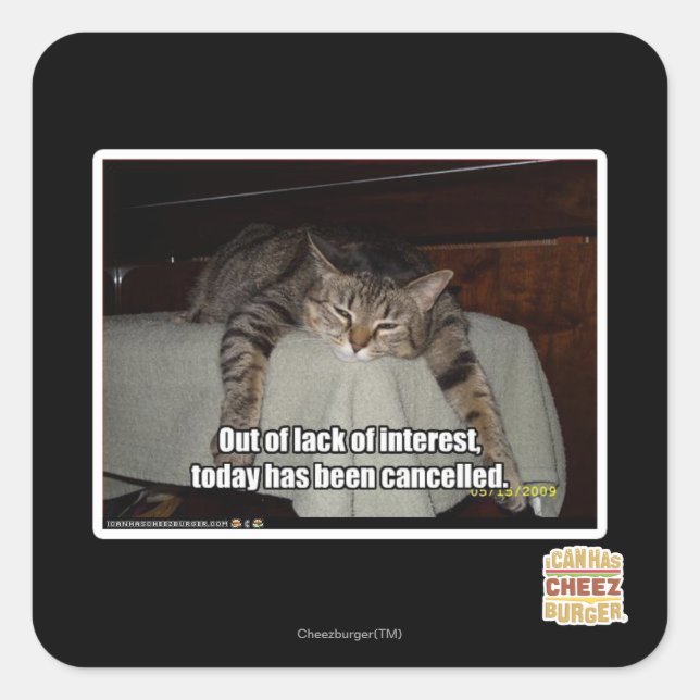 Pegatina Cuadrada Fuera de la falta de interés (Anverso)