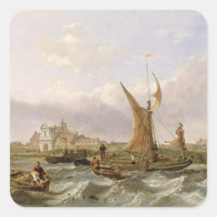 Pegatina Cuadrada Fuerte de Tilbury - Viento contra la marea, 1853 (
