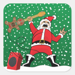 Pegatina Cuadrada Fuerte Santa Metalizado