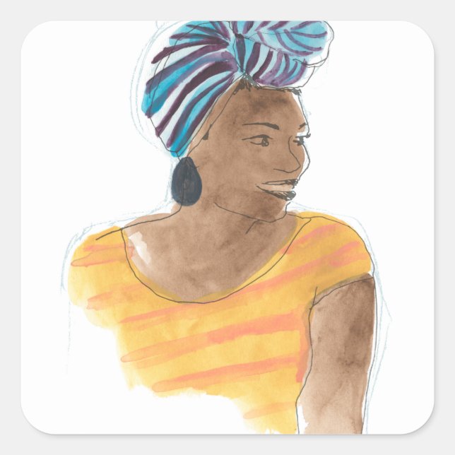 Pegatina Cuadrada Fuerte y Hermoso (Anverso)